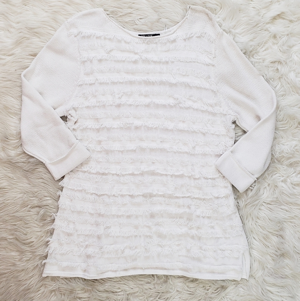 Nic + Zoe Sea Level Fringe White Sweater - Picture 2 of 9